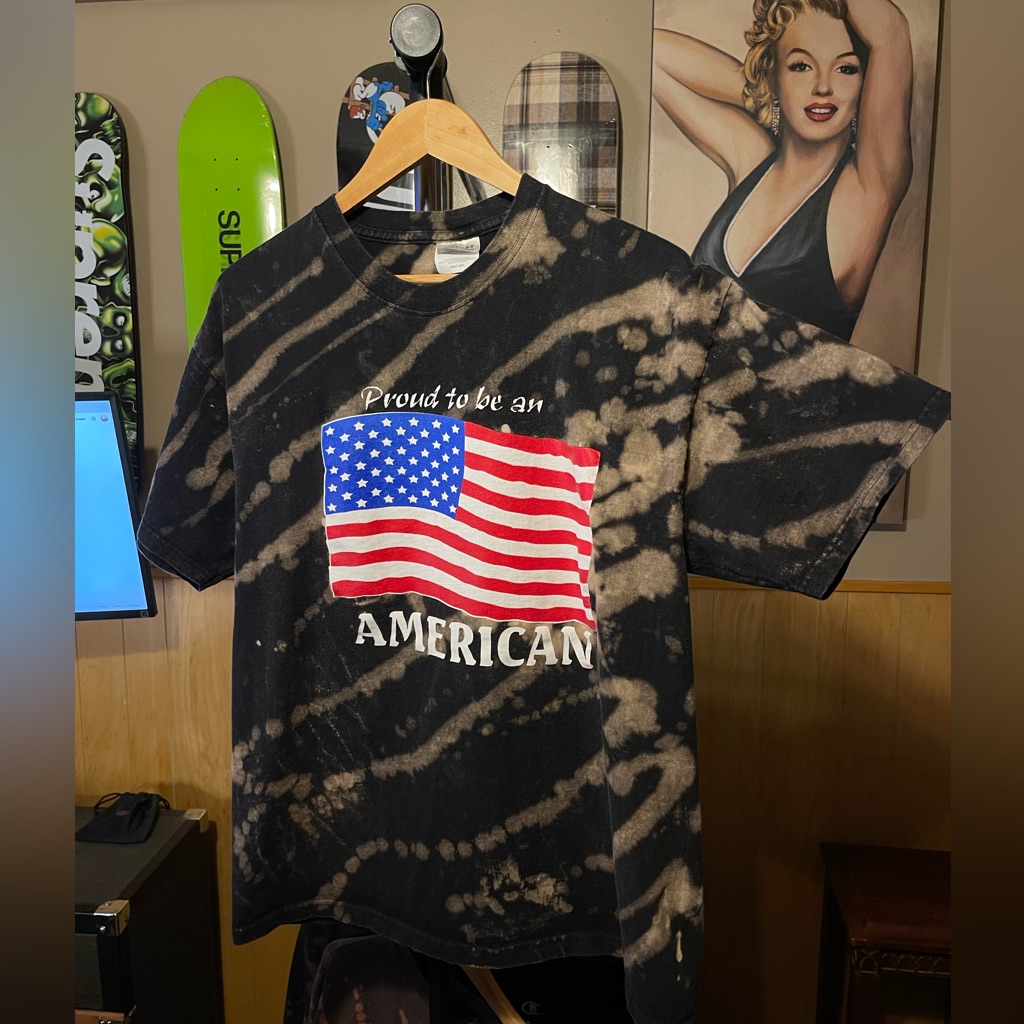 Proud To Be An American Custom Bleach Splatter Design TShirt